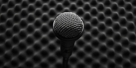 Microphone on black background