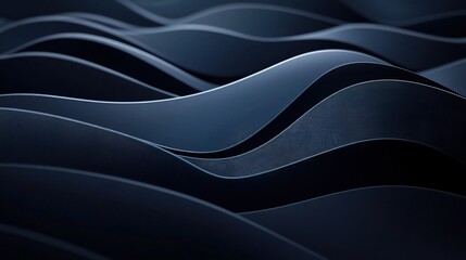 Abstract Dark Blue Waves in Minimal 3D Style for Business Presentation