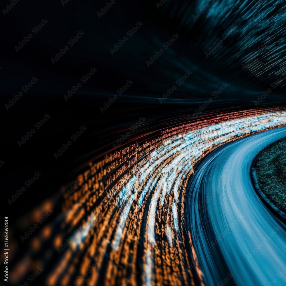 Aufkleber futuristic highway of digital code abstract technology background