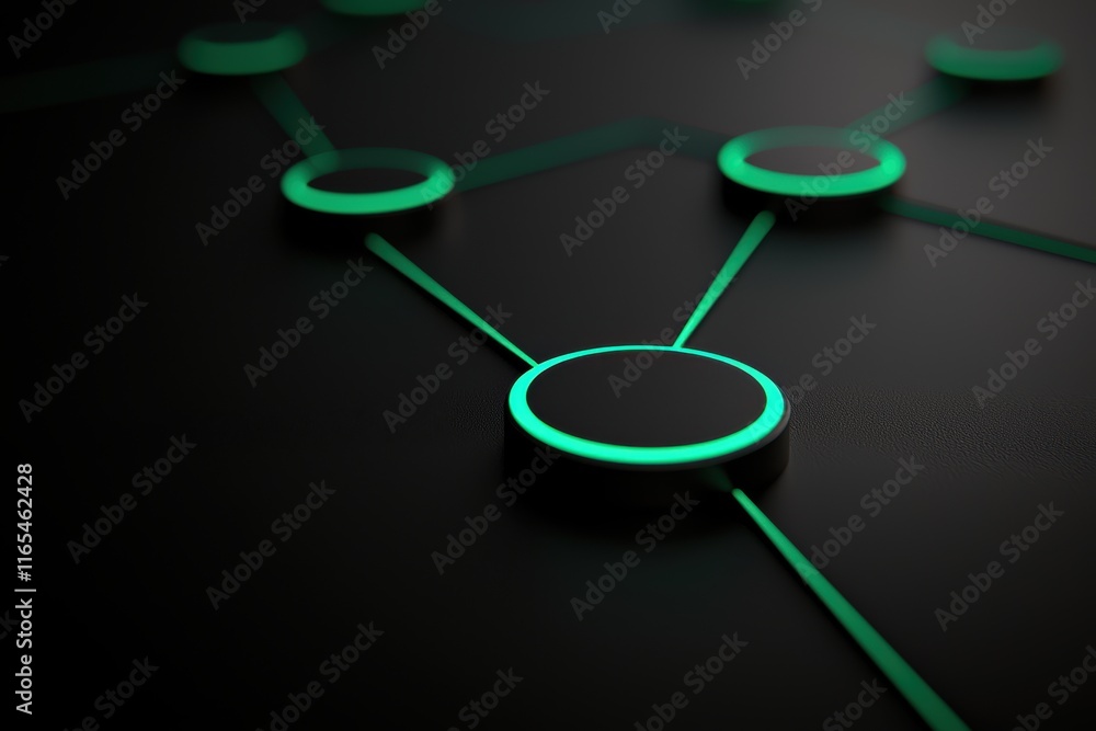 Poster interconnected circular nodes icon graphic, a close-up view of interconnected circular nodes with gl
