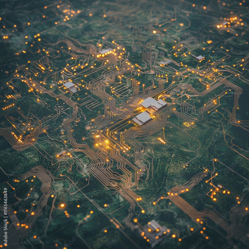 Poster illuminated circuit board abstract technology background