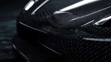 Sleek Carbon Fiber Texture in Dark Futuristic Design for Automotive