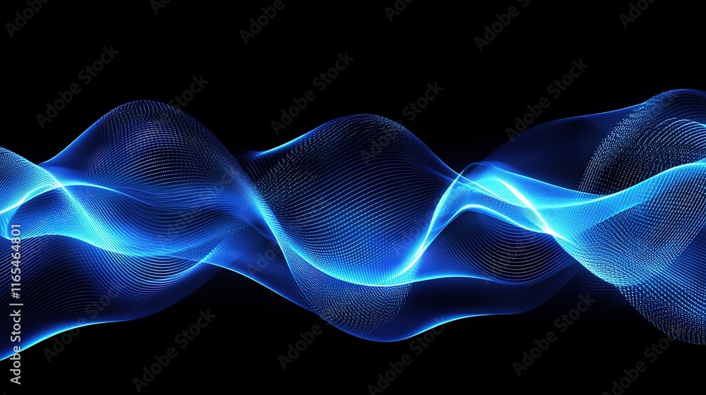 Poster futuristic quantum computer concept with blue wave patterns