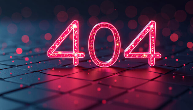 Error 404 Page Not Found - Pink Glowing Design