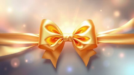 Big golden bow on white background