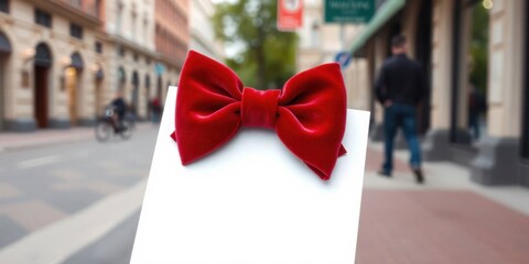 Big red bow on white background.