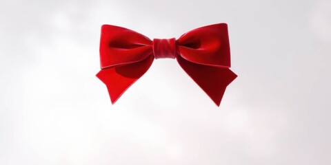Big red bow on white background.