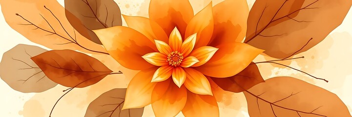Obraz premium Botanical Watercolor Art Featuring a Lush and Colorful Panorama of Flowers in Bloom
