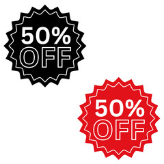 50% Off Sale Sign - Red and Black Versions