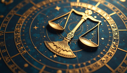 Golden Libra Zodiac Symbol