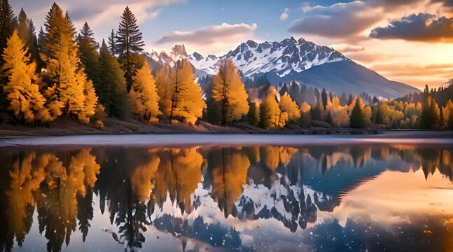 Water reflection in ural mountains and taranquil lake addorable view