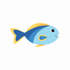 Vibrant blue and yellow fish illustration on a white background, representing aquatic life, marine animals, and underwater themes.