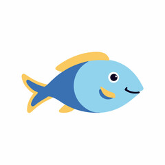 Vibrant blue and yellow fish illustration on a white background, representing aquatic life, marine animals, and underwater themes.