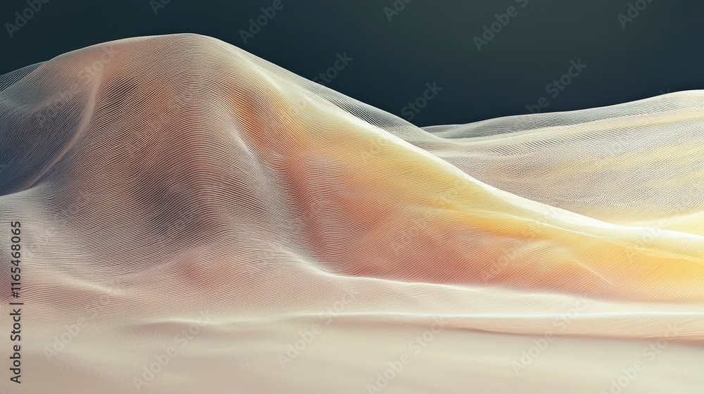 Poster abstract beige and yellow fabric texture soft draped mesh elegant wave pattern backgro