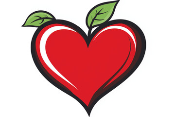 Fototapeta premium Heart symbol, apple, white background