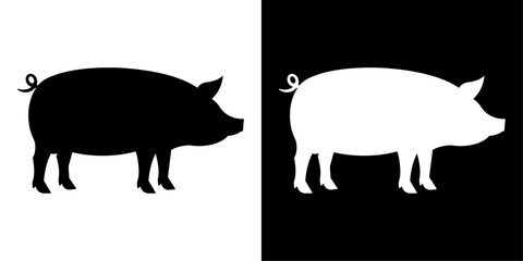 ofvs768 OutlineFilledVectorSign ofvs - pig vector icon . silhouette . isolated transparent . black outline and filled version . AI 10 / EPS / PNG . g12114