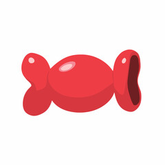 Red shiny wrapped candy illustration on a white background, perfect for themes related to sweets, holidays, and confectionery products.