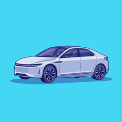 Fototapeta premium Modern Flat Car Illustration for Transportation, Automotive, and Design Projects