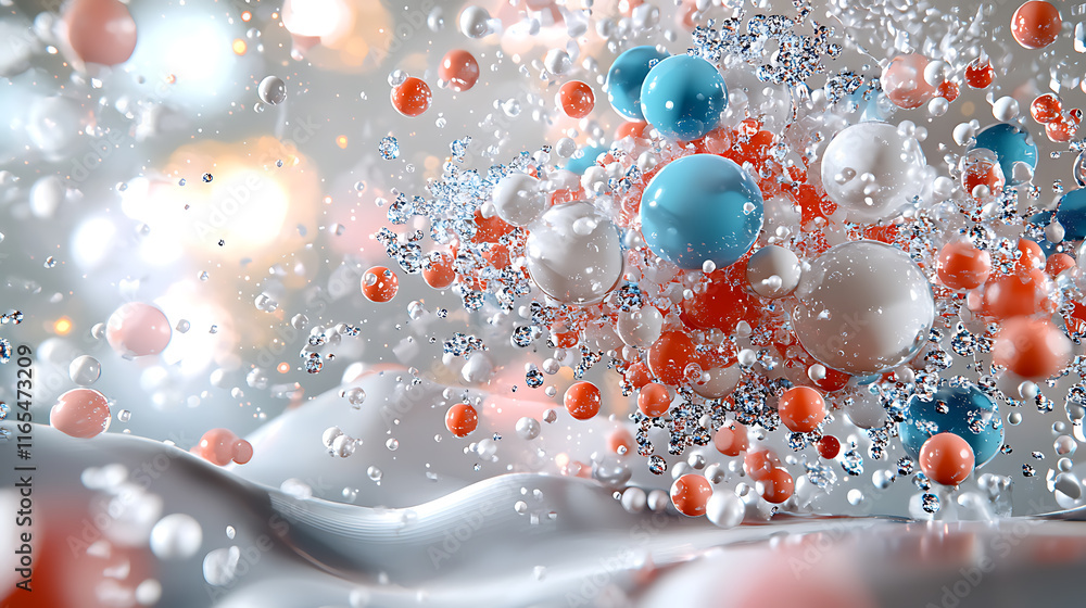 Poster dynamic particle explosion abstract art digital creation colorful environment close-up view visual i