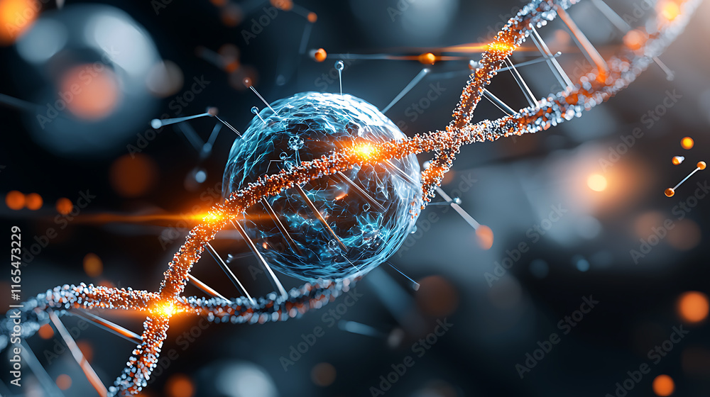 Poster exploring dna structure and its role in genetics laboratory scientific visualization abstract enviro