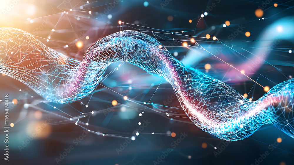 Poster dynamic data flow visualization abstract environment digital graphics futuristic concept motion pers