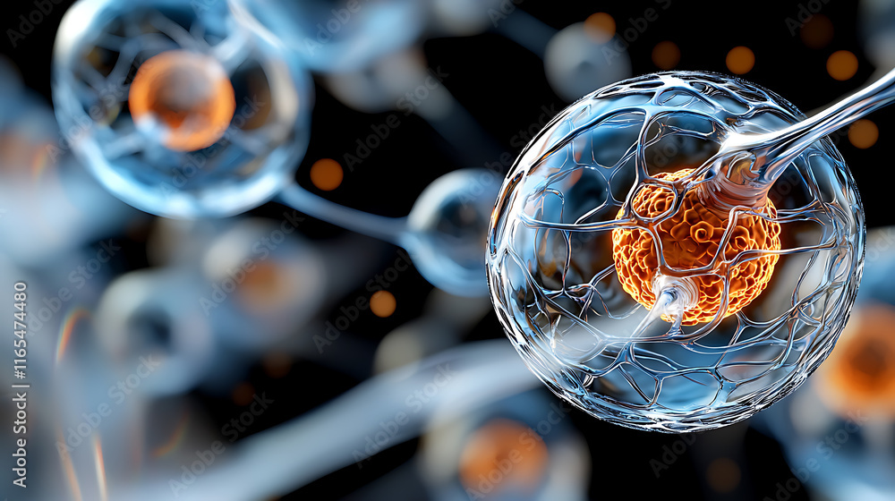 Aufkleber dynamic cellular processes laboratory setting scientific illustration high-tech environment macro vi