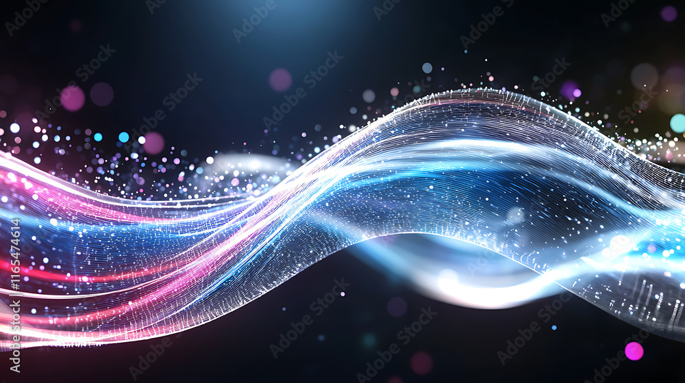 Poster dynamic light waves dance through the dark abstract visual art digital environment artistic perspect