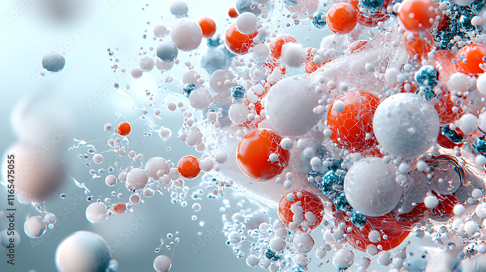 Aufkleber dynamic molecular interaction visuals science lab 3d graphics abstract environment close-up view che