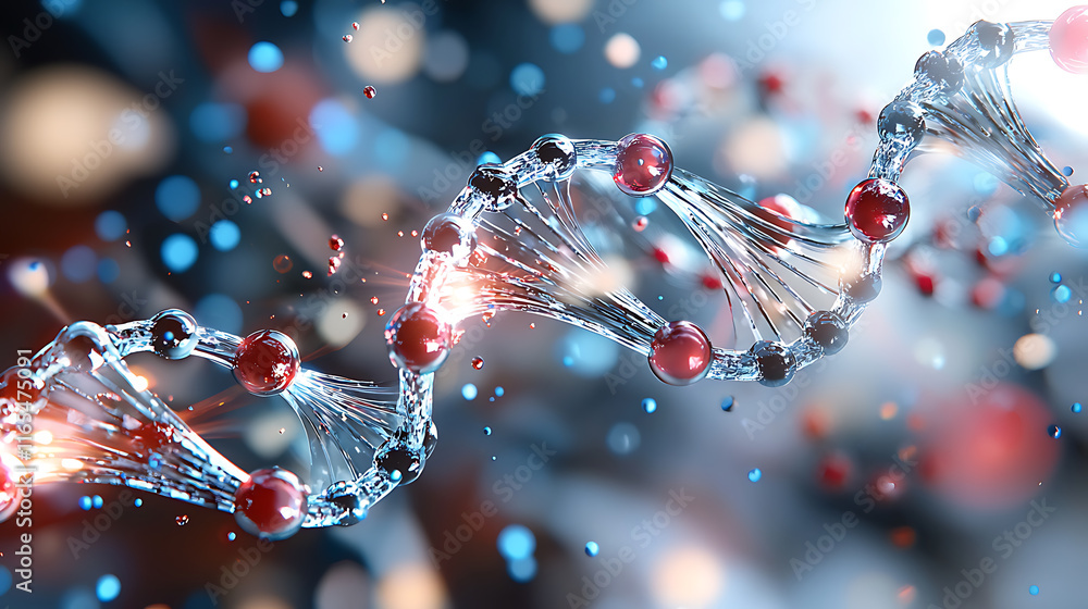 Poster exploring molecular biology laboratory setting digital art scientific environment close-up view dna 