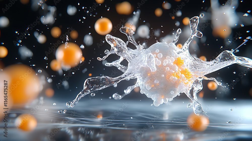 Poster dynamic liquid splash event laboratory high-speed photography dark background close-up fluid dynamic