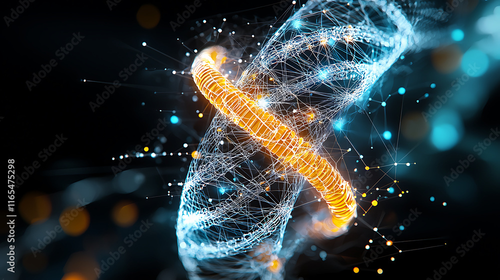Poster dynamic energy flow abstract science visualization digital art high-tech environment close-up view c