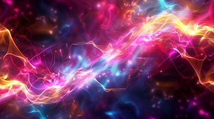 Fototapeta premium Abstract colorful energy waves flowing and glowing in a vibrant nebula, perfect for a wallpaper