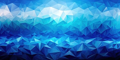 Abstract Geometric Blue and White Gradient Background of Triangles in a Low Poly Style