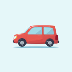 Flat Cartoon Red Car Vector Illustration for Transportation Icons and Vehicle Designs