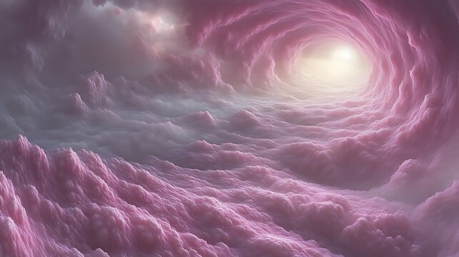 Pink Cloud Swirl Tunnel Leading To Light