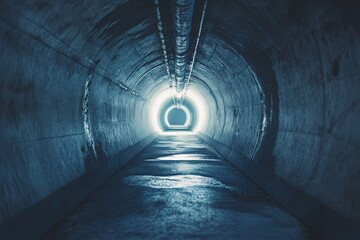 Dark Tunnel Leading To A Bright Light Ahead