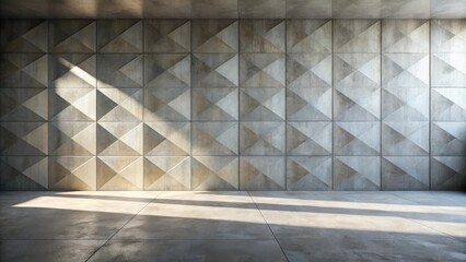 Obraz premium Geometric Tile Wall with Sunbeams Casting Shadows on the Floor