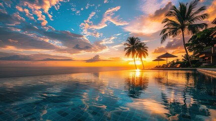 Tropical Sunset Mockup - Vibrant Beachscapes with Palm Trees for Designers