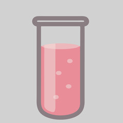 Flat Pink Test Tube Illustration with Liquid for Science and Medical Concepts