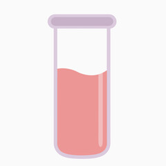 Flat Pink Test Tube Illustration with Liquid for Science and Medical Concepts