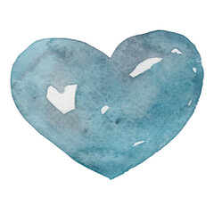 grey and blue heart shape watercolor illustration for decoration sign of emotional , wedding event and Valentine day festival.

