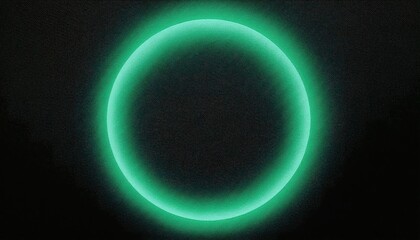 Obraz premium Glowing Neon Green Circle on Textured Black Background. Abstract Digital Artwork Highlighting Radiant Circular Light Halo Effect with Futuristic Design Aesthetic for Technology and Creativity Concept
