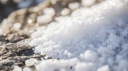 Beautiful Translucent White Crystal Formation with Sharp Points on Rocky Surface
