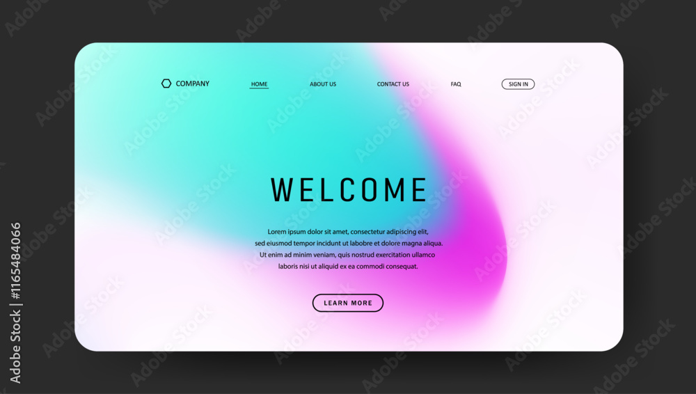 Poster abstract wave futuristic design of landing page. trendy gradient mesh website design