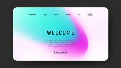 Abstract wave futuristic design of landing page. trendy gradient mesh website design