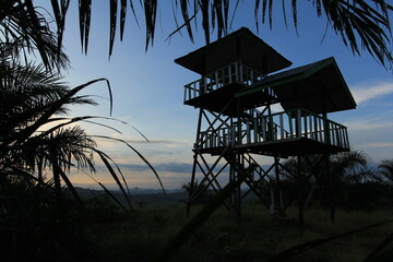 Viewing towers are used to monitor the surrounding area