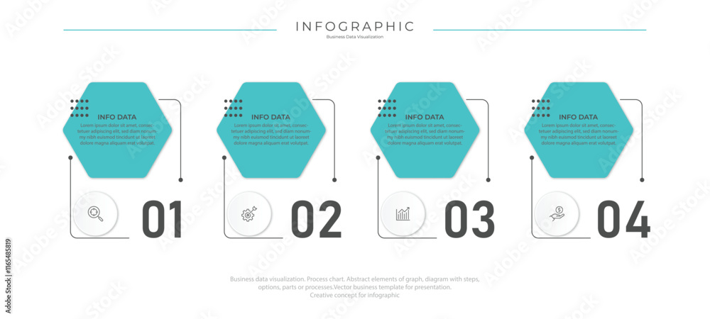 Poster business data visualization. process chart. abstract elements of graph, diagram with steps, options,