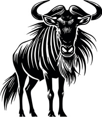 Wildebeest vector black silhouette cricut design for T-shirt