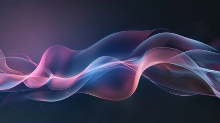 Obraz premium Pink and blue particles flowing on dark background creating a smooth wave effect, perfect for wallpapers and digital art projects
