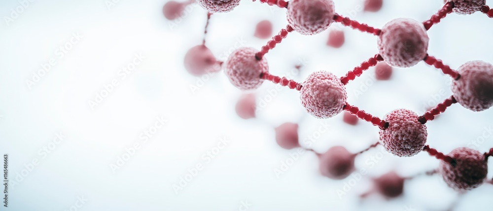 Poster abstract red molecule structure science research and technology background